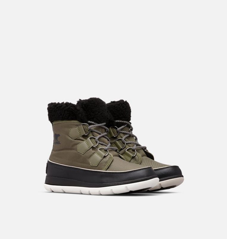 Botas Nieve Sorel Mujer - ™ Explorer Carnival Bajas Negras/Verde - 63270-FCOX